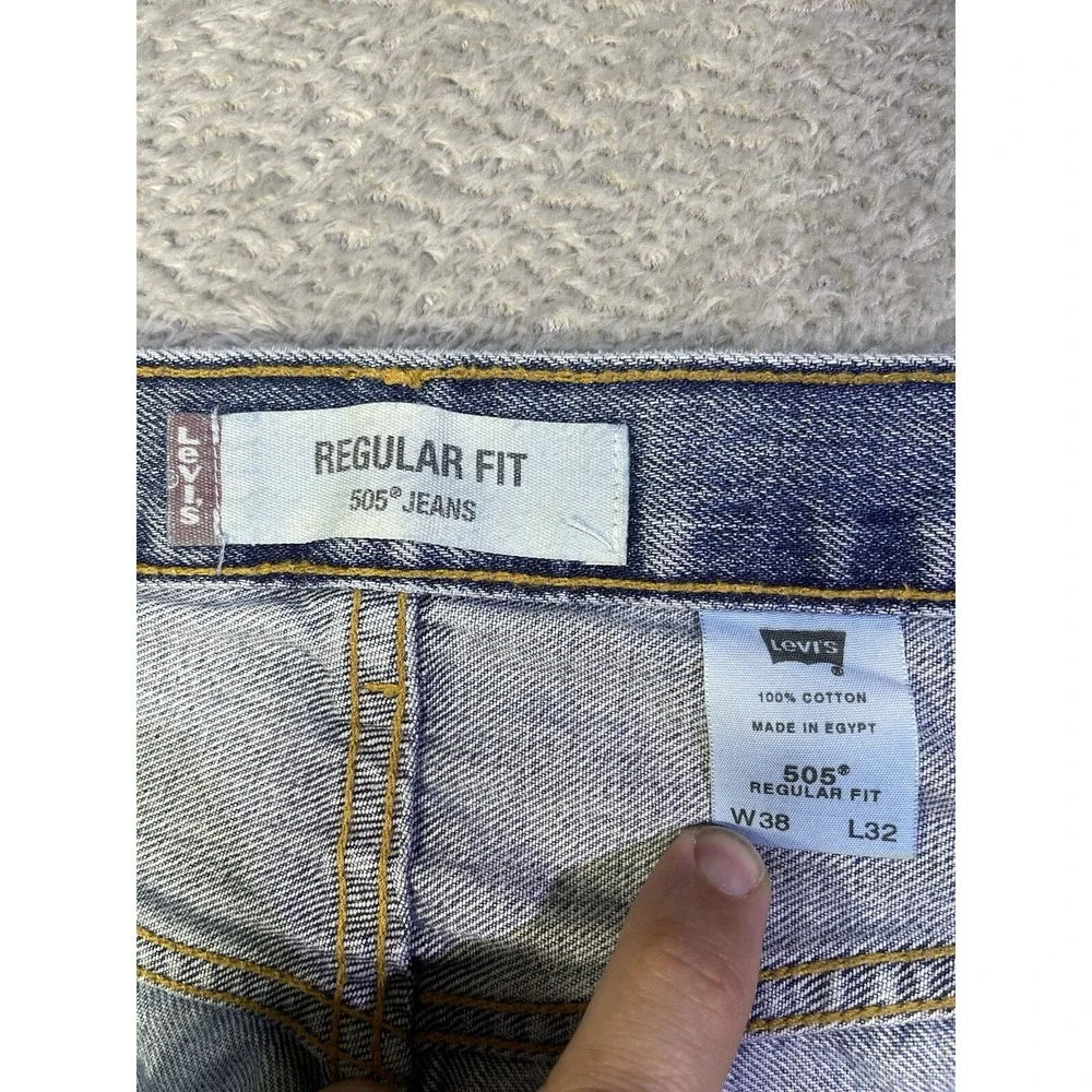 Levi's 505 Jeans Men's 36X32(Tag 38X32) Blue Denim Regular‎ Fit